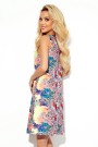  377-3 A trapezoidal dress with a neckline - colorful pattern 