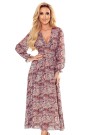  378-1 Chiffon midi dress - brown boho pattern 