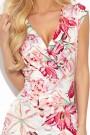  379-2 BOYKA Fitted dress with an envelope neckline - pink large flowers 