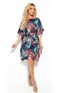  287-20 SOFIA Butterfly dress with a binding at the waist - palm leaves 