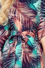  287-20 SOFIA Butterfly dress with a binding at the waist - palm leaves 
