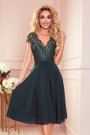  381-2 LINDA - chiffon dress with lace neckline - green 