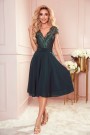  381-2 LINDA - chiffon dress with lace neckline - green 