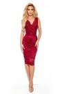  383-2 Lace midi dress with an envelope neckline - Burgundy color 