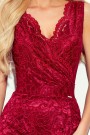  383-2 Lace midi dress with an envelope neckline - Burgundy color 