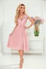  381-1 LINDA - chiffon dress with lace neckline - dirty pink 