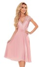  381-1 LINDA - chiffon dress with lace neckline - dirty pink 