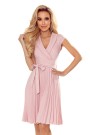  385-1 WENDY Pleated dress with an envelope neckline - powder pink 