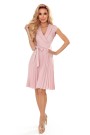  385-1 WENDY Pleated dress with an envelope neckline - powder pink 