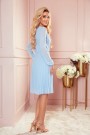  313-10 ISABELLE Pleated dress with neckline and long sleeve - light blue 