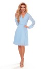  313-10 ISABELLE Pleated dress with neckline and long sleeve - light blue 