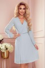  313-11 ISABELLE Pleated dress with neckline and long sleeve - grey 