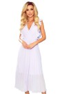  315-4 EMILY Pleated dress with frills and neckline - heather color 