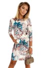  13-146 Sports dress with pockets - beige and blue flowers 