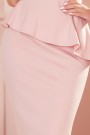  192-13 Elegant midi dress with frill - powder pink 