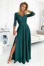  309-5 AMBER elegant lace long dress with a neckline - green 