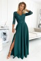  309-5 AMBER elegant lace long dress with a neckline - green 