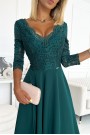  309-5 AMBER elegant lace long dress with a neckline - green 