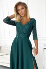  309-5 AMBER elegant lace long dress with a neckline - green 
