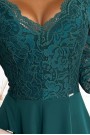  309-5 AMBER elegant lace long dress with a neckline - green 