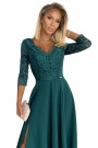  309-5 AMBER elegant lace long dress with a neckline - green 