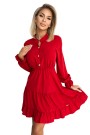  395-1 Dress with a neckline and golden buttons - red 
