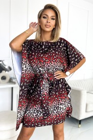  287-23 SOFIA Butterfly dress with a binding at the waist - jaguar 