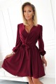  339-3 BINDY Feminine dress with a neckline - Burgundy 