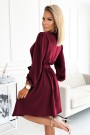  339-3 BINDY Feminine dress with a neckline - Burgundy 