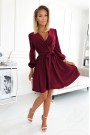  339-3 BINDY Feminine dress with a neckline - Burgundy 