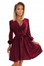  339-3 BINDY Feminine dress with a neckline - Burgundy 