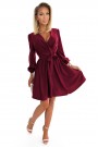  339-3 BINDY Feminine dress with a neckline - Burgundy 