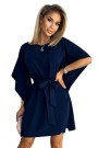  287-24 SOFIA Butterfly dress with a binding at the waist - navy blue 