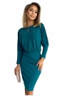  399-1 LARA Striped dress with cuffs in the sleeves - sea color 