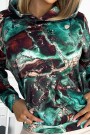  390-2 Kangaroo hoodie - turquoise brown marble 