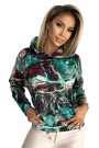  390-2 Kangaroo hoodie - turquoise brown marble 