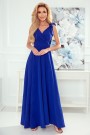  405-2 ELENA Long dress with a neckline and ties on the shoulders - blue 