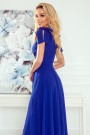  405-2 ELENA Long dress with a neckline and ties on the shoulders - blue 