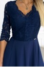  309-6 AMBER elegant lace long dress with a neckline - navy blue 