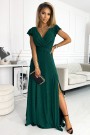  411-1 CRYSTAL long shimmering dress with a neckline - green 