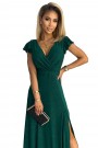  411-1 CRYSTAL long shimmering dress with a neckline - green 
