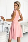  393-2 ROSALIA Feminine dress with an envelope neckline and bows - powder pink 