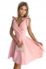  393-2 ROSALIA Feminine dress with an envelope neckline and bows - powder pink 
