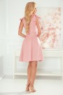  393-2 ROSALIA Feminine dress with an envelope neckline and bows - powder pink 