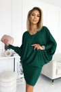  402-2 Bat dress with a neckline - green with glitter 