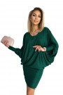  402-2 Bat dress with a neckline - green with glitter 