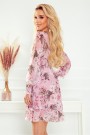  410-1 MONICA chiffon dress with a tied neckline - dirty pink + flowers 