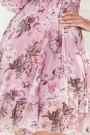  410-1 MONICA chiffon dress with a tied neckline - dirty pink + flowers 