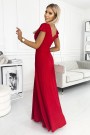  411-2 CRYSTAL long shimmering dress with a neckline - red 