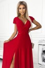  411-2 CRYSTAL long shimmering dress with a neckline - red 